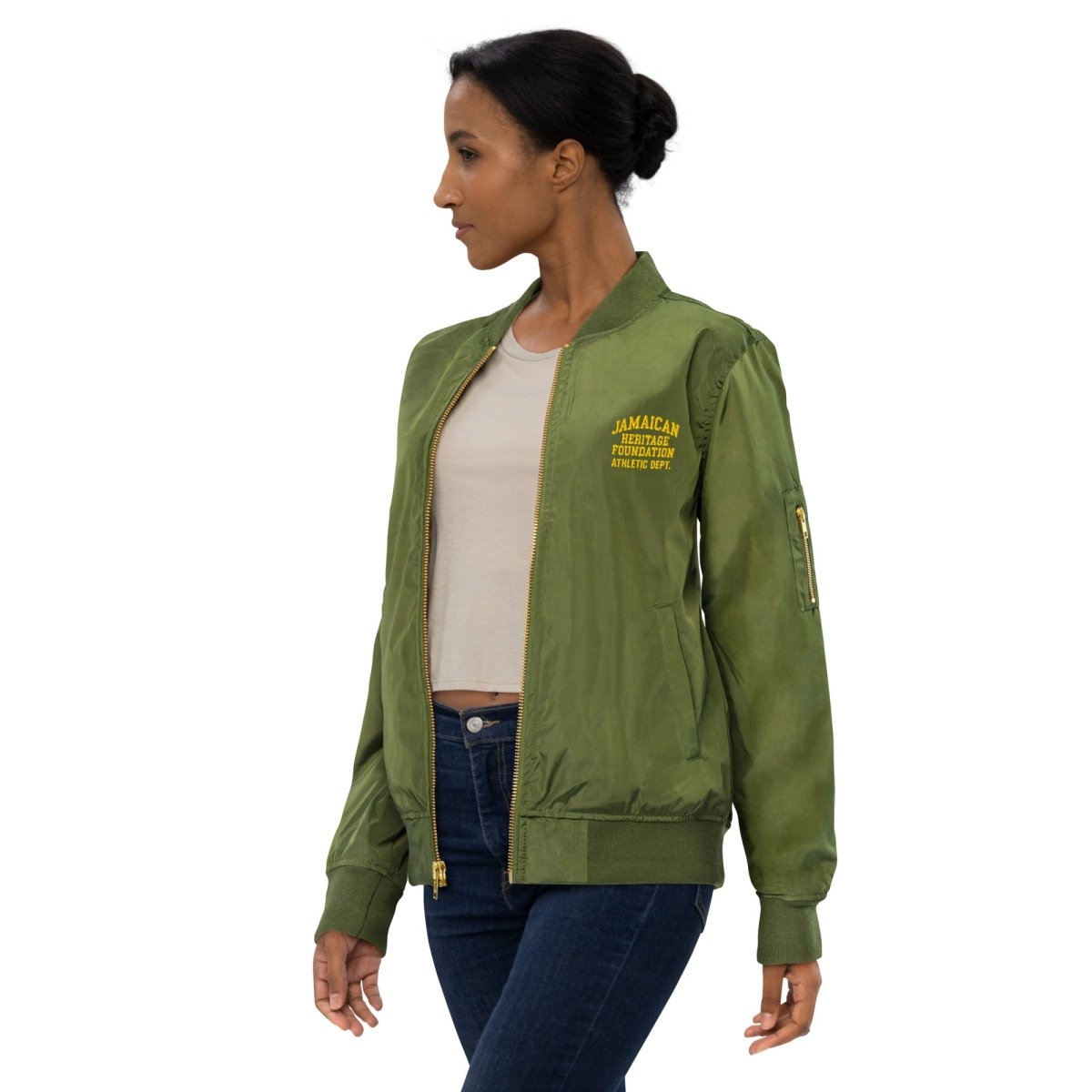 Jamaican Heritage Women's Bomber Jacket - Chinchilla Choons